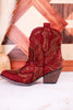 Brick Red Parade Rhinestone Ankle Boots - Whiskey Skies - VERY G