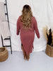 Brick Red Ribbed Long Sleeve Duster with Side Slits - Whiskey Skies - STYLIVE