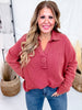 Brick Red Waffle Knit V - Neck Top - Whiskey Skies - ANDREE BY UNIT