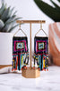 Brooke Squares Beaded Fringe Earrings Neon Black - Whiskey Skies - INK+ALLOY