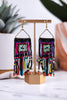 Brooke Squares Beaded Fringe Earrings Neon Black - Whiskey Skies - INK+ALLOY