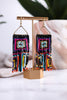 Brooke Squares Beaded Fringe Earrings Neon Black - Whiskey Skies - INK+ALLOY