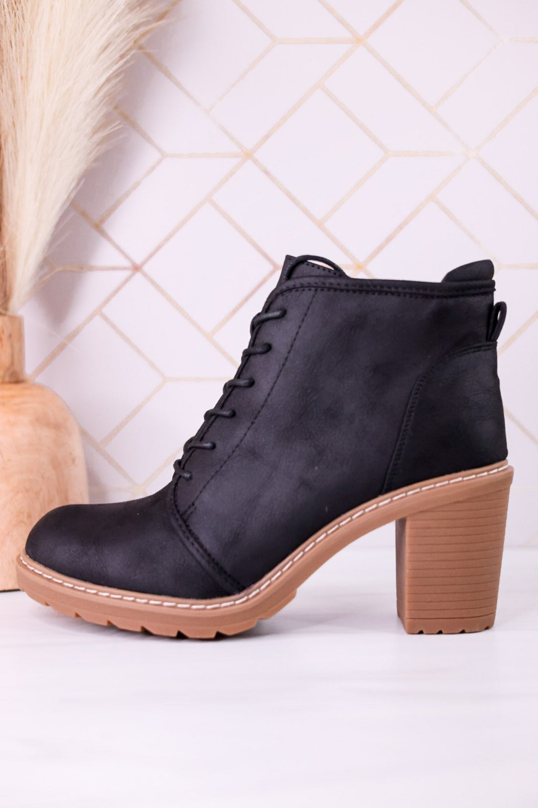 Broomstick Black Heeled Booties - Whiskey Skies - CORKYS FOOTWEAR