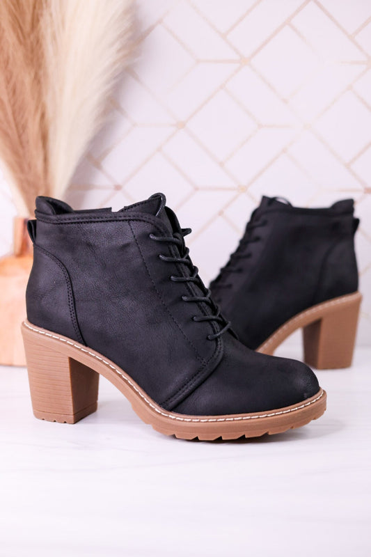 Broomstick Black Heeled Booties - Whiskey Skies - CORKYS FOOTWEAR