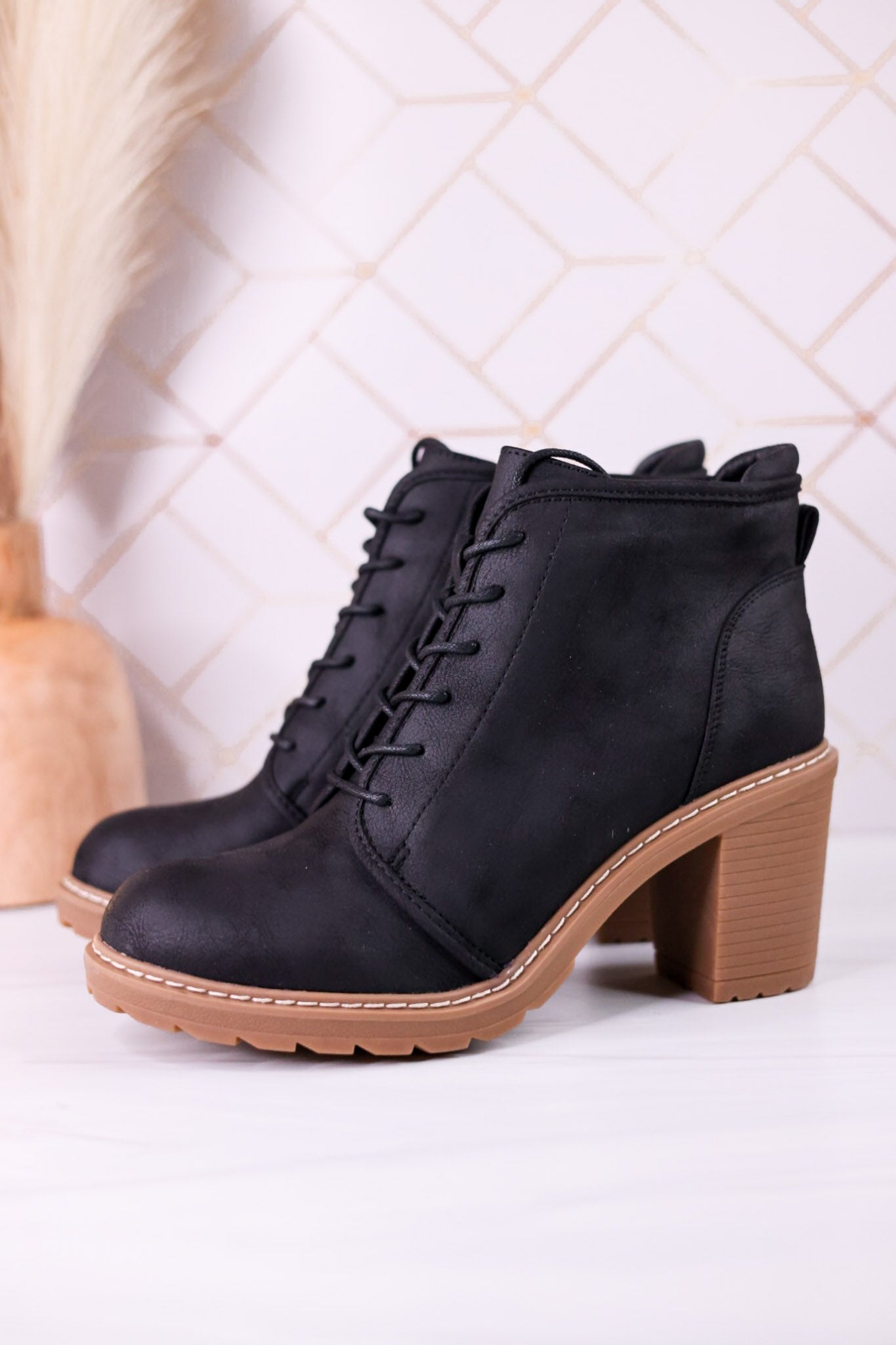 Broomstick Black Heeled Booties - Whiskey Skies - CORKYS FOOTWEAR
