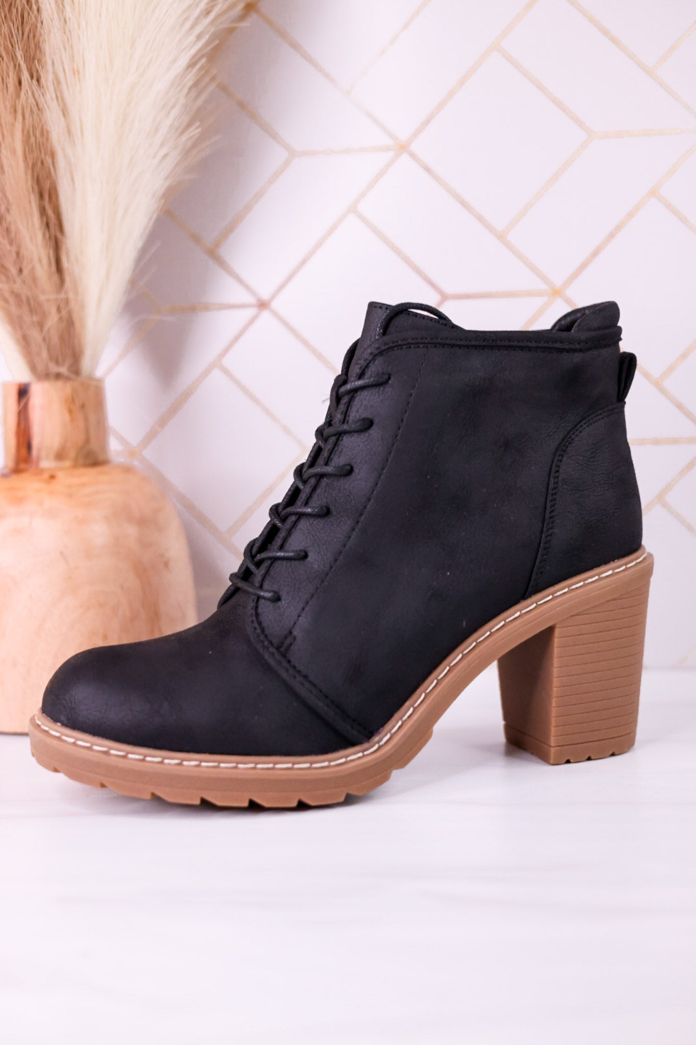 Broomstick Black Heeled Booties - Whiskey Skies - CORKYS FOOTWEAR