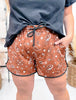 Brown Bandana Babe Drawstring Shorts - Whiskey Skies - STERLING KREEK