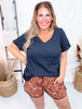 Brown Bandana Babe Drawstring Shorts - Whiskey Skies - STERLING KREEK