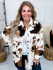 Brown & Black Cow Print Faux Fur Shacket - Whiskey Skies - DAVI & DANI