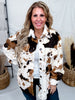 Brown & Black Cow Print Faux Fur Shacket - Whiskey Skies - DAVI & DANI