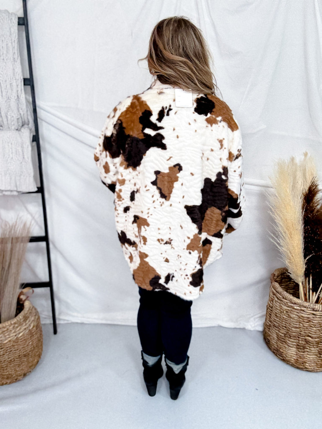 Brown & Black Cow Print Faux Fur Shacket - Whiskey Skies - DAVI & DANI