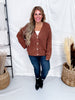 Brown Button Front Cable Knit Cardigan - Whiskey Skies - WHITE BIRCH