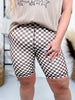 Brown Checkered Biker Shorts - Whiskey Skies - RODEO HIPPIE
