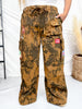 Brown Cow Camo Print Cargo Pants With Western Patches - Whiskey Skies - DAVI & DANI