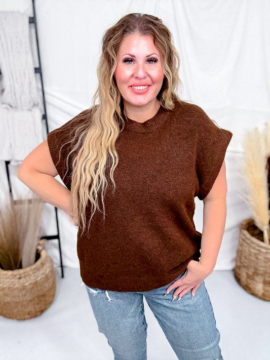 Brown Crew Neck Sweater Vest - Whiskey Skies - GEEGEE