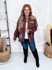 Brown Distressed Shacket With Leopard Print Patches - Whiskey Skies - POL CLOTHING INC.