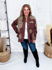 Brown Distressed Shacket With Leopard Print Patches - Whiskey Skies - POL CLOTHING INC.