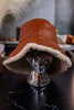 Brown Faux Leather Bucket Hat with Sherpa Lining - Whiskey Skies - SHIRALEAH