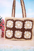 Brown Floral Crochet Mini Tote - Whiskey Skies - MUDPIE
