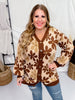 Brown Floral Open Front Sweater Cardigan - Whiskey Skies - SOUTHERN GRACE