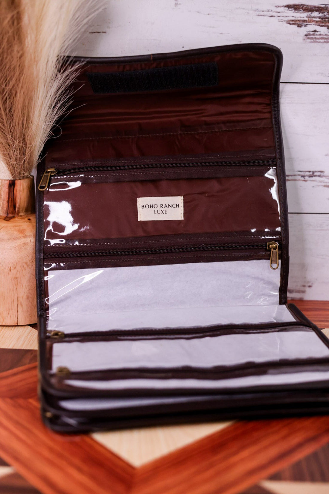 Brown Hair - On Foldable Makeup/Jewelry Bag - Whiskey Skies - BOHO RANCH SHOP