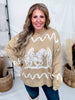 Brown & Ivory Sweater With Running Horse Graphic - Whiskey Skies - POLAGRAM + BAEVELY