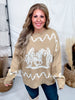 Brown & Ivory Sweater With Running Horse Graphic - Whiskey Skies - POLAGRAM + BAEVELY
