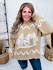 Brown & Ivory Sweater With Running Horse Graphic - Whiskey Skies - POLAGRAM + BAEVELY