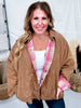 Brown & Pink Reversible Mixed Fabric Mackinaw Jacket - Whiskey Skies - J.NNA