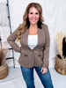 Brown Plaid Blazer With Contrasting Collar and Horse Bits - Whiskey Skies - ODDI