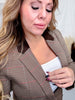 Brown Plaid Blazer With Contrasting Collar and Horse Bits - Whiskey Skies - ODDI
