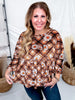 Brown Plaid & Daisy Print Velvet Babydoll Tunic - Whiskey Skies - EASEL