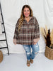 Brown Plaid Pullover Hoodie with Puff Sleeves - Whiskey Skies - ODDI