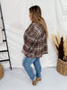 Brown Plaid Pullover Hoodie with Puff Sleeves - Whiskey Skies - ODDI