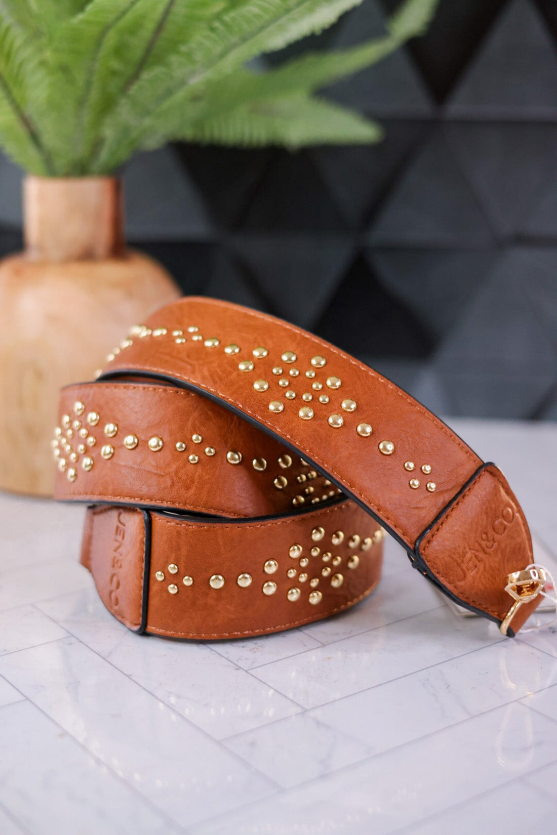 Brown Studded Guitar Strap - Whiskey Skies - JEN&CO.