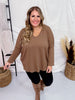 Brown Textured Long Sleeve Keyhole Sweater - Whiskey Skies - BE STAGE