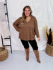 Brown Textured Long Sleeve Keyhole Sweater - Whiskey Skies - BE STAGE