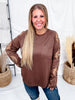 Brown Western Inspired Concho Cutout Long Sleeve Top - Whiskey Skies - 2 FLY CO.