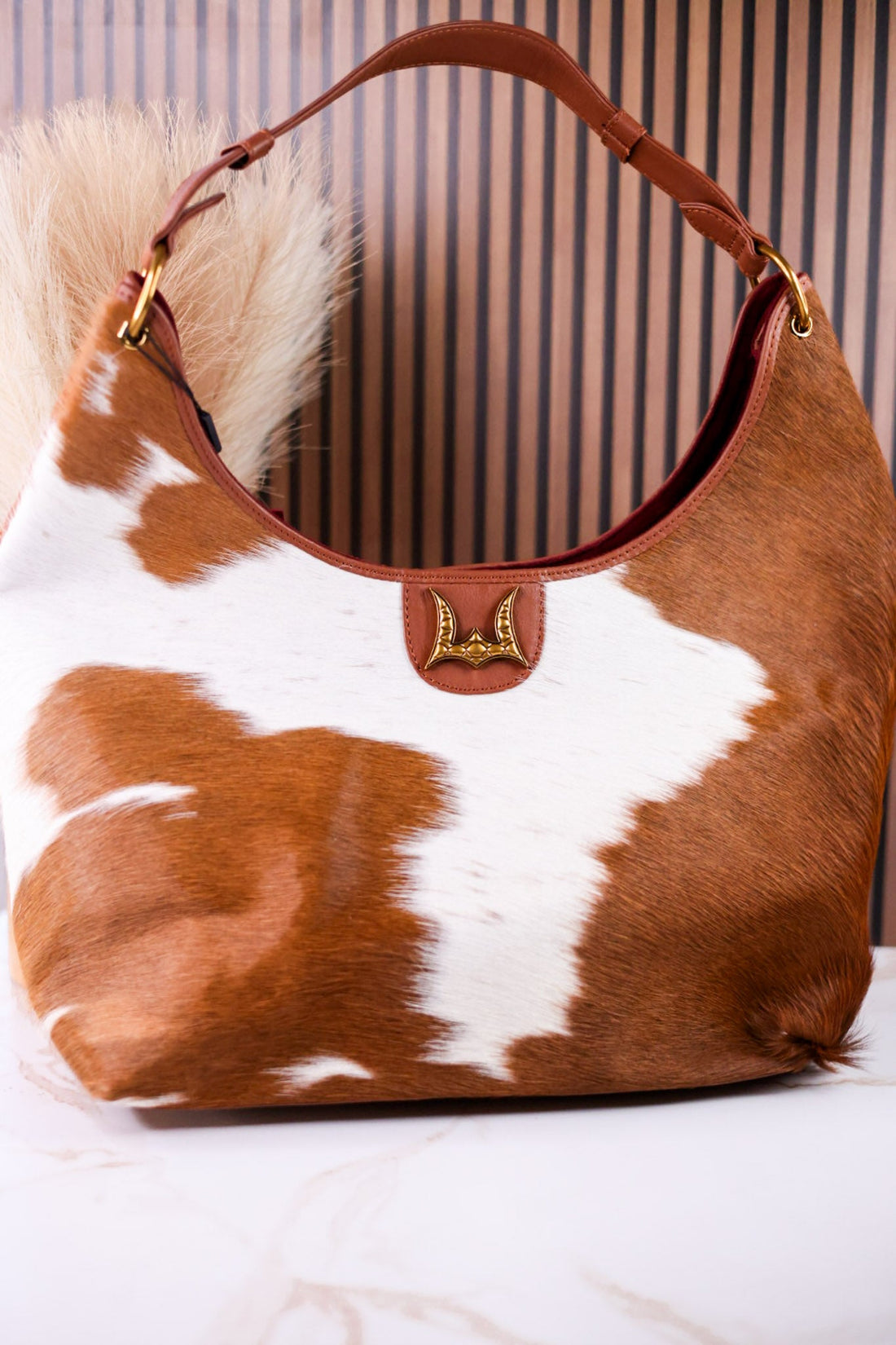 Brown & White Cowhide Calfskin Concealed Carry Purse - Whiskey Skies - MYRA BAGS
