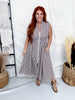 Brown & White Gingham Sleeveless Midi Dress - Whiskey Skies - HEIMISH