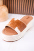 Brown & White Mesa Mane Hairon Leather Sandals - Whiskey Skies - MYRA BAGS