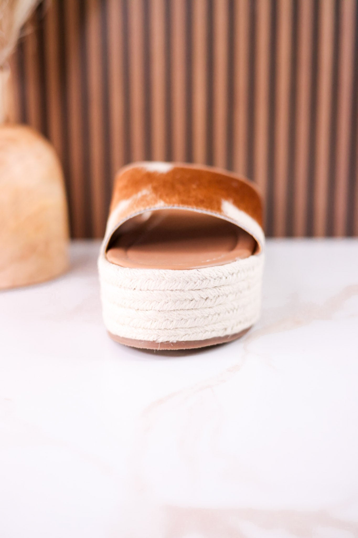 Brown & White Mesa Mane Hairon Leather Sandals - Whiskey Skies - MYRA BAGS