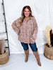 Brown & Wine Combo Paint Splatter Plaid Button Down Top - Whiskey Skies - OLI & HALI