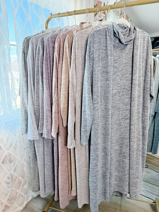 Brushed Cashmere Two Piece Dress & Cardigan Set (8 Colors) - Whiskey Skies - DEAR SCARLETT