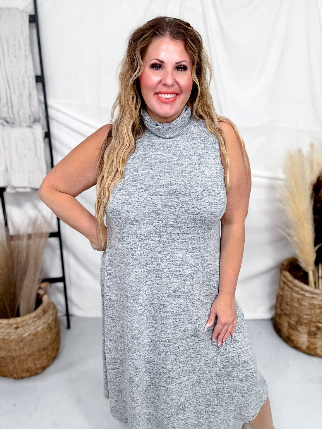 Brushed Cashmere Two Piece Dress & Cardigan Set (8 Colors) - Whiskey Skies - DEAR SCARLETT