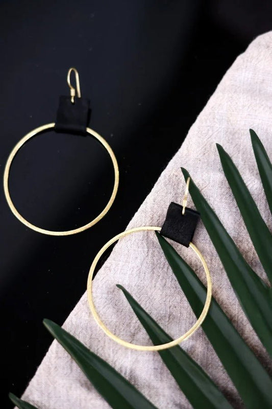 Brushed Gold Hoop Earrings - Whiskey Skies - LESLIE CURTIS JEWLERY DESIGNS