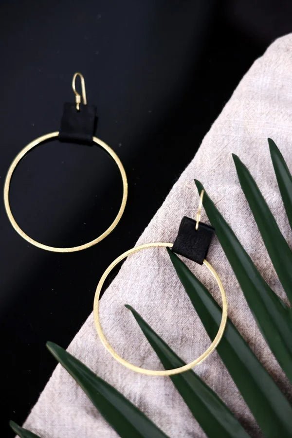 Brushed Gold Hoop Earrings - Whiskey Skies - LESLIE CURTIS JEWLERY DESIGNS