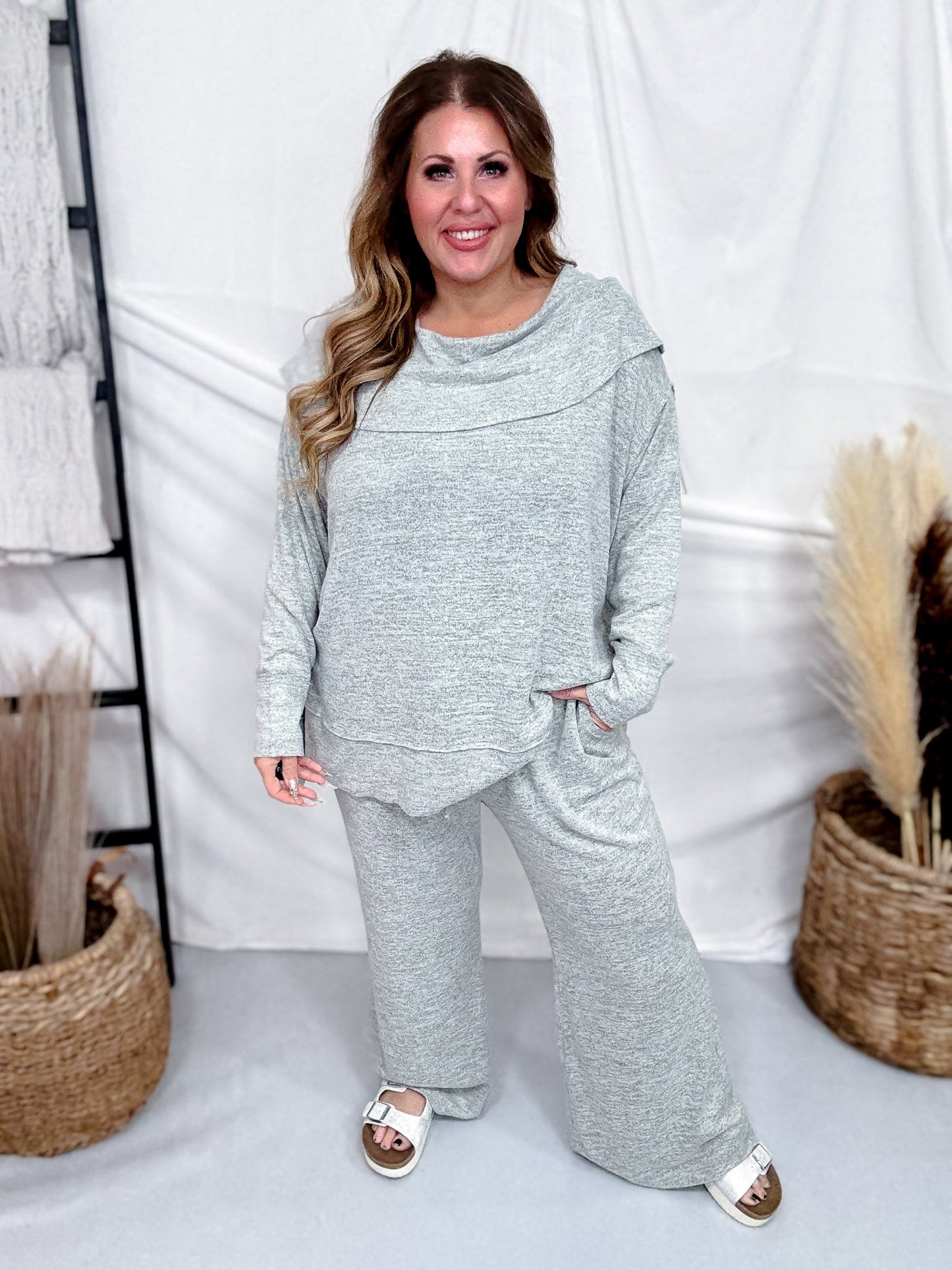 Brushed Soft Off Shoulder Top & Flare Pants Set (8 Colors) - Whiskey Skies - DEAR SCARLETT