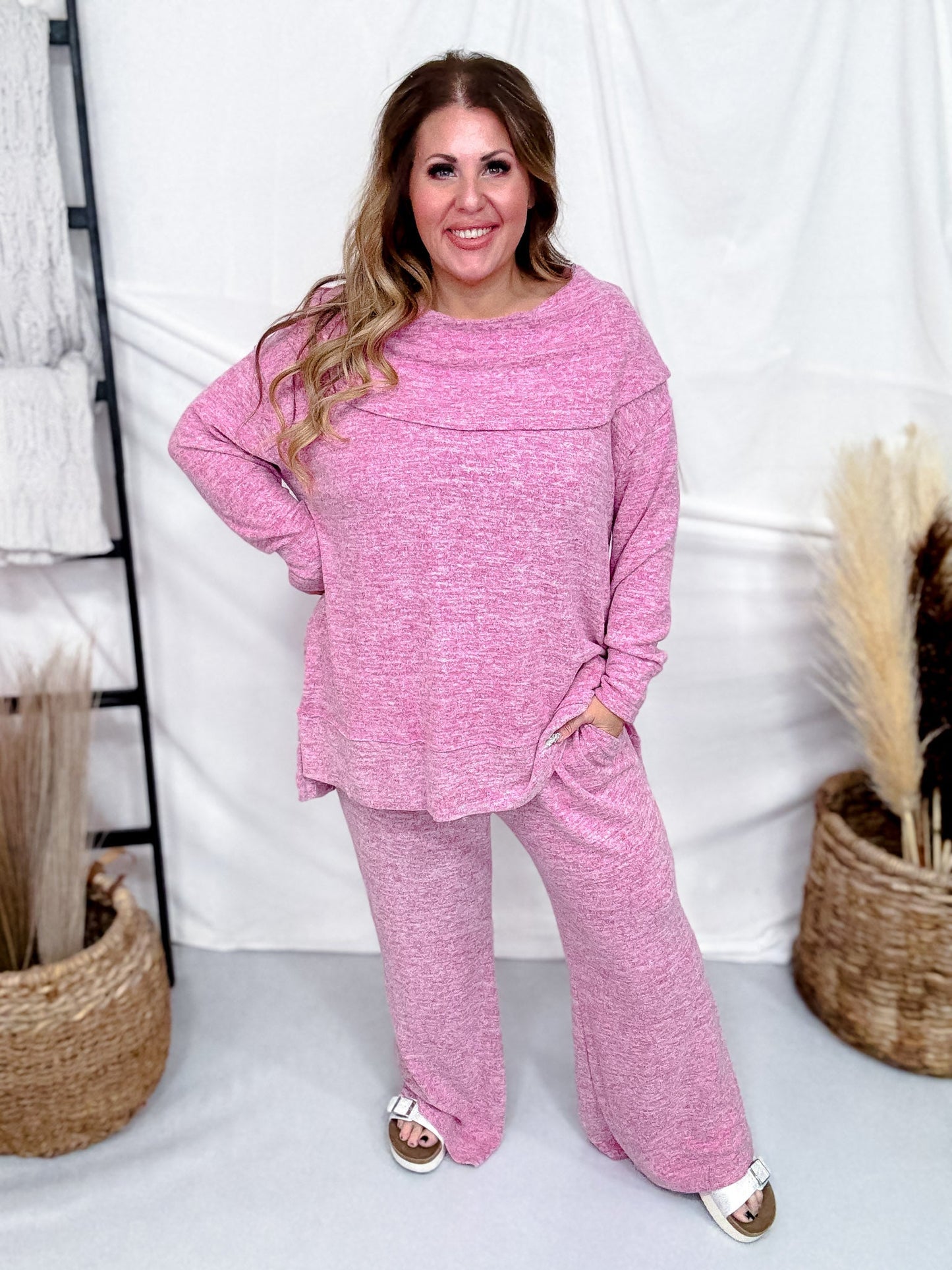 Brushed Soft Off Shoulder Top & Flare Pants Set (8 Colors) - Whiskey Skies - DEAR SCARLETT
