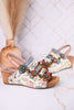 Buckle It Up Multicolored Wedges With Floral Buckles - Whiskey Skies - SPRING FOOTWEAR